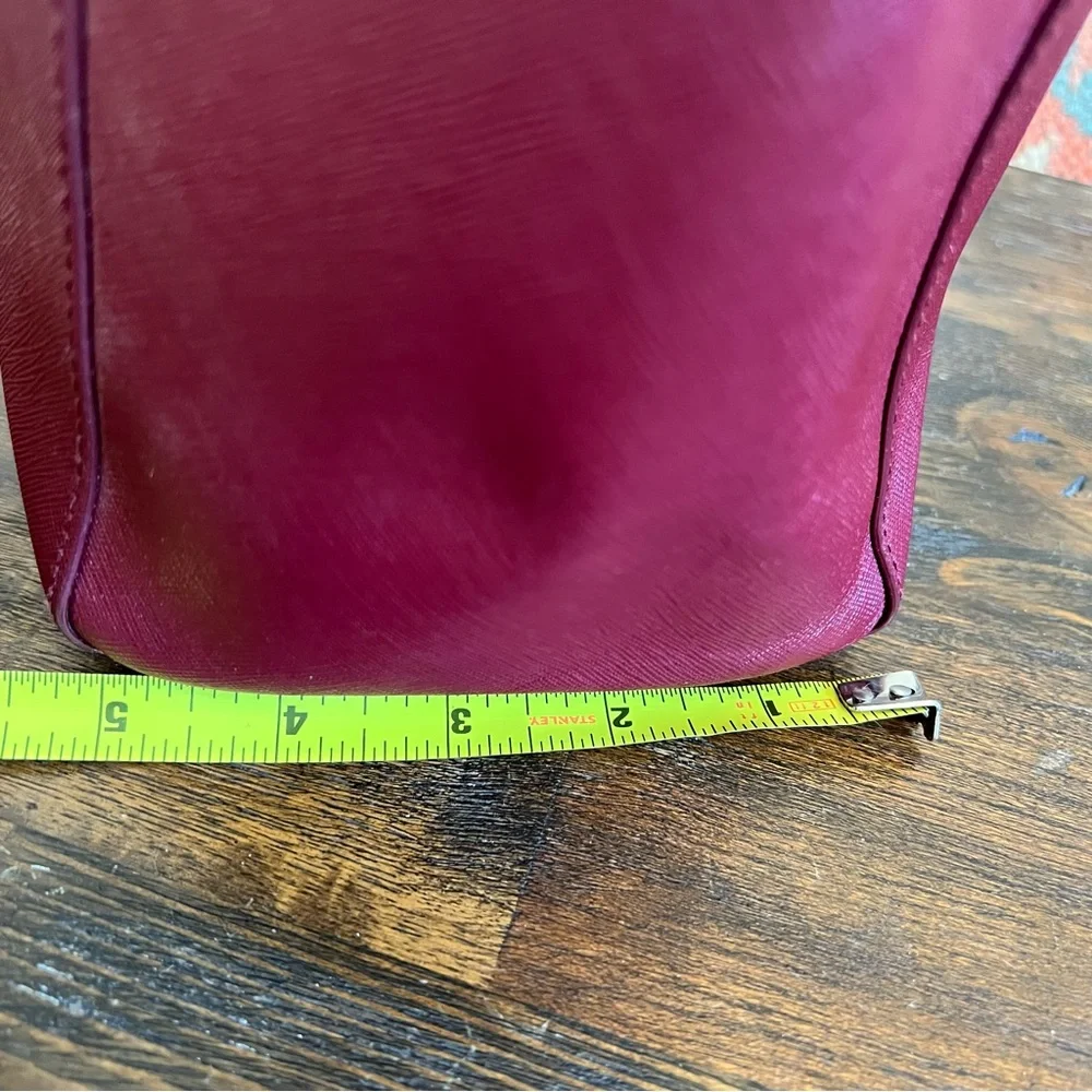 Tory Burch York Burgundy Saffiano Leather Tri Compartment Large Tote
